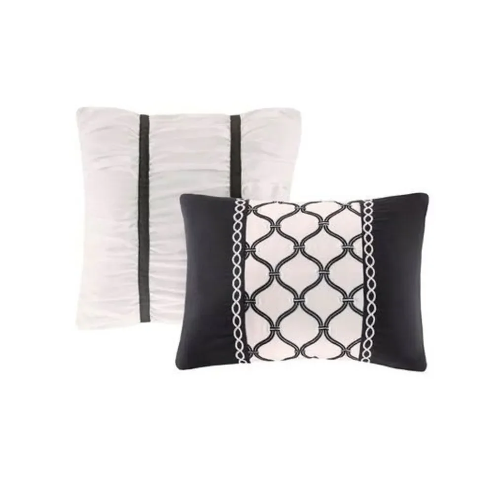 5-Piece Queen/Full Duvet Set Floral Black/White New